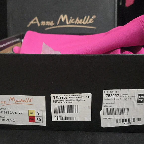 NWT ANN MICHELLE Vibrant " Hibiscus Pink Over the Knee Boots Size 9 Fits L 8 - Picture 6 of 10